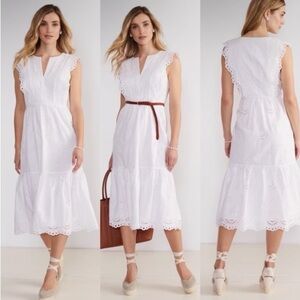 NWT Vineyard Vines Seashell Eyelet Midi Dress Size 8